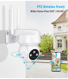 Наружная PTZ Wi-Fi IP-камера с дуплексным аудио и ночным видением для домашней безопасности