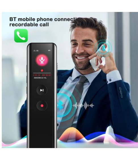 Диктофон Bluetooth с экраном, интеллектуальное шумоподавление, MP3-плеер