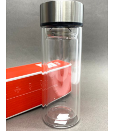 Фляга-термос стеклянная, двухслойная, 300 мл