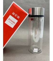 Фляга-термос стеклянная, двухслойная, 300 мл