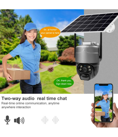 Камера Verto V380 двойная линза 4MP камера на солнечной батарее VCS20-W CCTV WIFI IP PTZ двухобъективная камера
