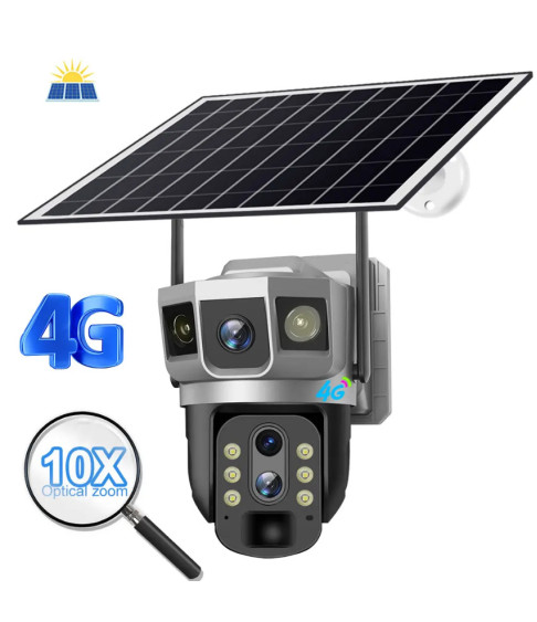 Наружная солнечная камера 4G PTZ-камера (4 МП/ двойной объектив