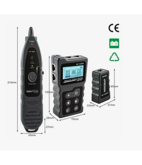 Кабельный тестер цифровой "Noyafa" NF-8209 (английская  кнопка)