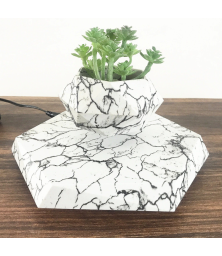 Левитирующий цветочный горшок Globusoff, мрамор, черный 