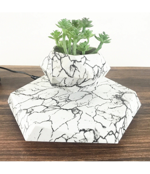 Левитирующий цветочный горшок Globusoff, мрамор, черный Левитирующий цветочный горшок Globusoff, мрамор, черный