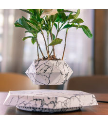 Левитирующий цветочный горшок Globusoff, мрамор, черный 