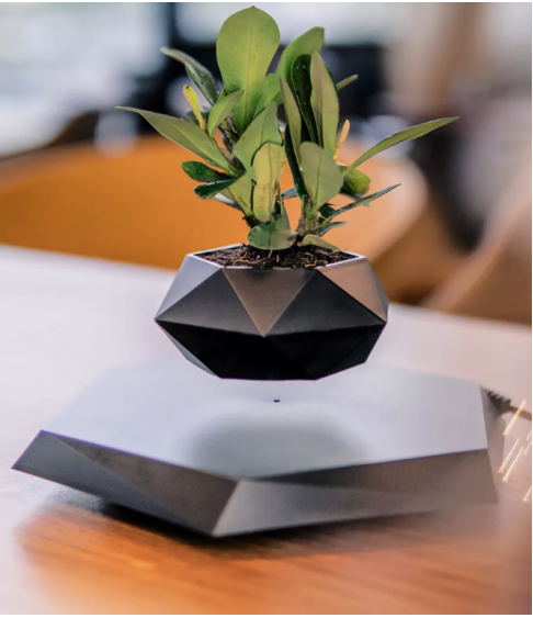 Левитирующий цветочный горшок Globusoff, мрамор, черный Левитирующий цветочный горшок Globusoff, мрамор, черный