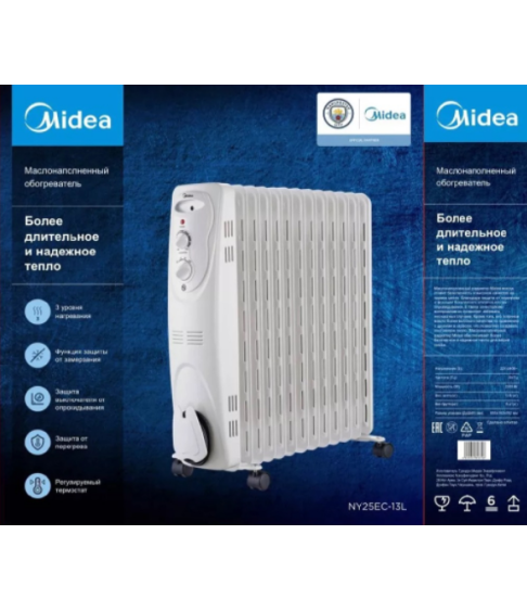 Масляный радиатор Midea NY25EC-13L 2500W, белый Масляный радиатор Midea NY25EC-13L 2500W, белый
