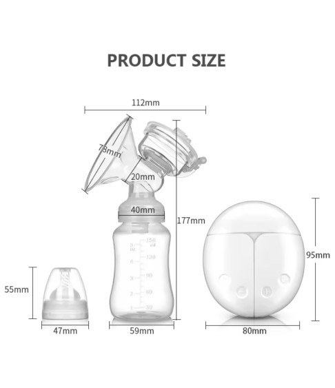 Молокоотсос портативный беспроводной электрический двухфазный / Не содержит Бисфенол А / 2 бутылочки и соска