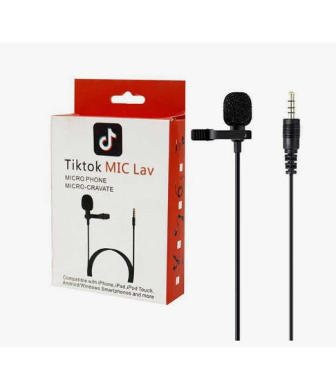 Микрофон петличный Tiktok MIC Lav, 1.5м, черный