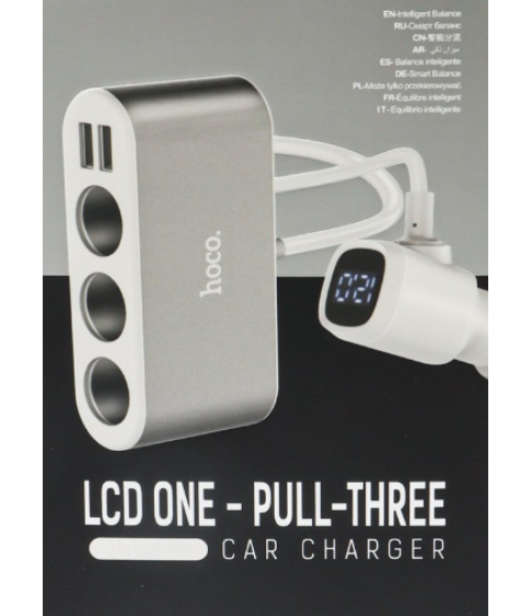 Авто зарядка разветвитель REGRSI С-13 LCD one-pull-three + 2 USB White