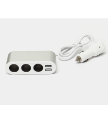 Авто зарядка разветвитель REGRSI С-13 LCD one-pull-three + 2 USB White