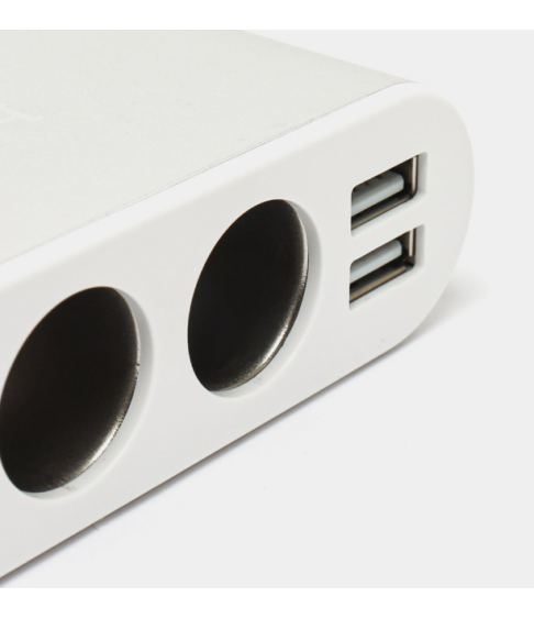 Авто зарядка разветвитель REGRSI С-13 LCD one-pull-three + 2 USB White