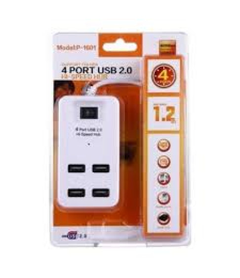 USB HUB 4 port, P-1601 (USB 2.0, с выключателем, 1.2 m)