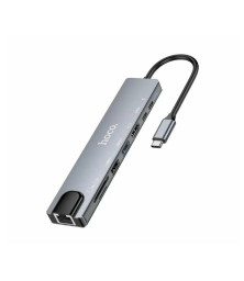 USB-хаб Type-C  "HOCO" DUP09, Многофункциональный адаптер USB-C с HDMI и USB-портами