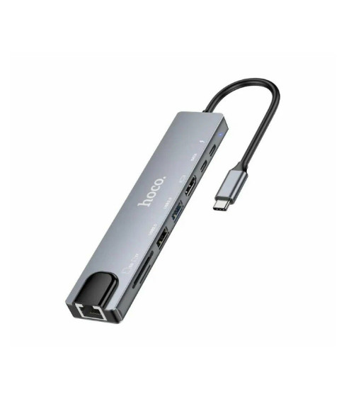 USB-хаб Type-C  "HOCO" DUP09, Многофункциональный адаптер USB-C с HDMI и USB-портами