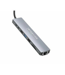 USB-хаб Type-C  "HOCO" DUP09, Многофункциональный адаптер USB-C с HDMI и USB-портами