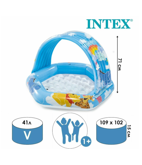 Бассейн Intex "Винни-Пух" 58415, надувной, с навесом, толщина материала 0.25мм