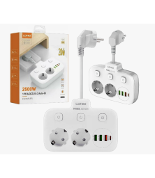 Сетевой фильтр на 2 розетки + 3 USB 2500W "LDNIO" SЕ2435