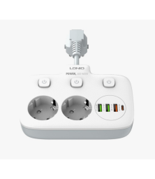 Сетевой фильтр на 2 розетки + 3 USB 2500W "LDNIO" SЕ2435