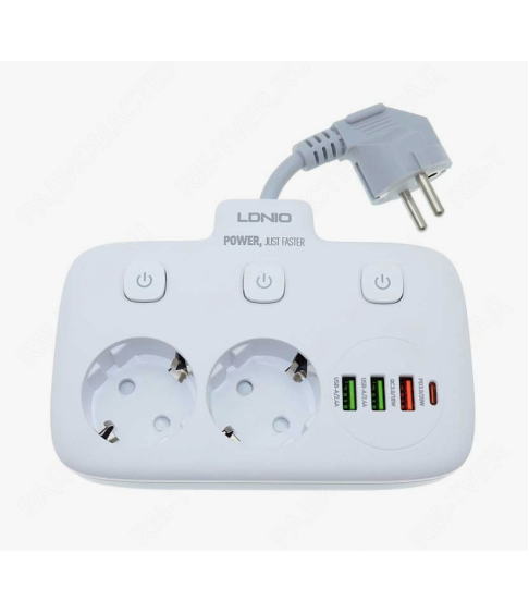 Сетевой фильтр на 2 розетки + 3 USB 2500W "LDNIO" SЕ2435