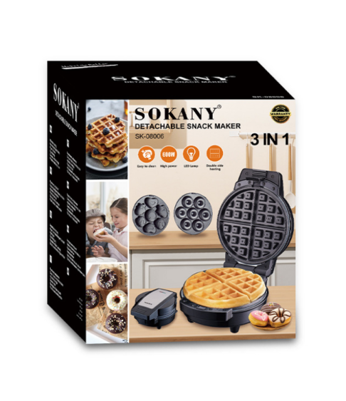 Многофункциональная вафельница 3 в 1 "SOKANY" SK-08006 Многофункциональная вафельница 3 в 1 "SOKANY" SK-08006