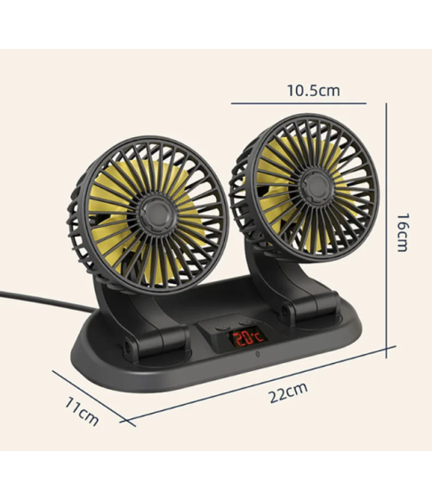 Автомобильный Складной вентилятор с двойной головкой, 12 В/24 