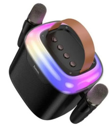 Беспроводная Bluetooth колонка "HOCO" DS69 для караоке с 2 микрофонами и RGB подсветкой