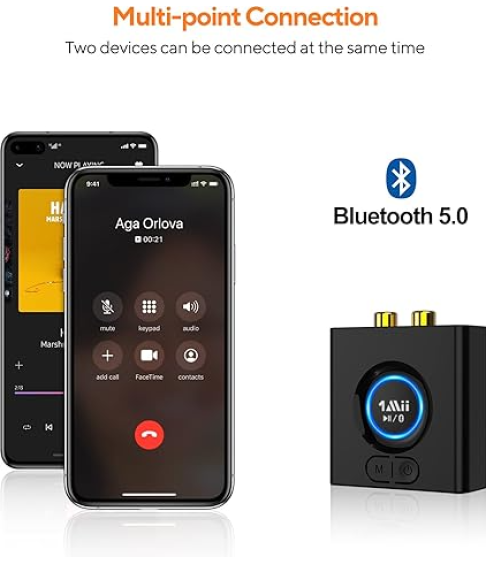 Аудиоприемник 1Mii Bluetooth 5.0, беспроводной аудиоадаптер