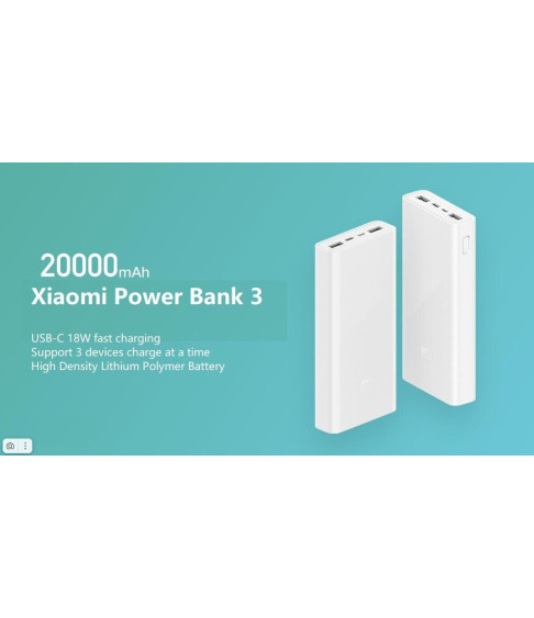 Повербанк Xiaomi 20000 mAh для телефона Power Bank 3 PLM18ZM