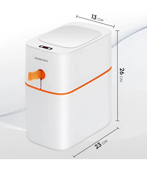 Умное сенсорное мусорное ведро 15 литров с крышкой и авто-снятием пакета для мусора, белое, пластик