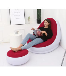 Надувное кресло с пуфиком для отдыха Inflatable Sofa   