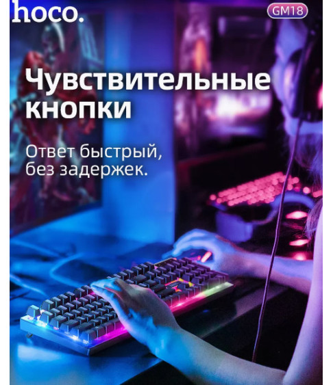 Набор проводной игровой Hoco GM18 клавиатура+мышь, подсветка