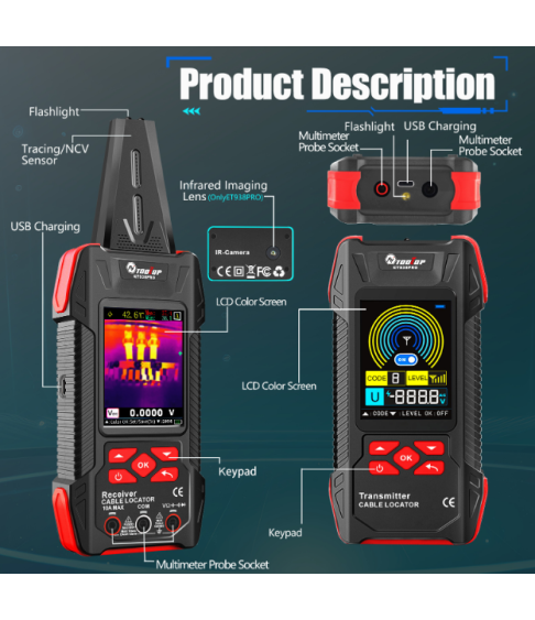 Кабельный локатор / трассоискатель "TOOLTOP" ET398PRO Кабельный локатор / трассоискатель "TOOLTOP" ET398PRO