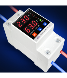 Реле контроля напряжения однофазное с защитой от перегрузки по току и перенапряжения 63 А / Защитное устройство в DIN рейку