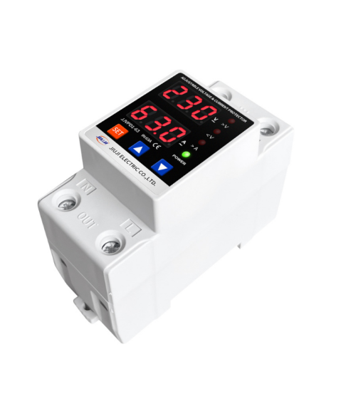 Реле контроля напряжения однофазное с защитой от перегрузки по току и перенапряжения 63 А / Защитное устройство в DIN рейку