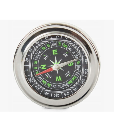 Компас туристический круглый (60 мм) металлический, водонепроницаемый корпус, серый Компас туристический круглый (60 мм) металлический, водонепроницаемый корпус, серый