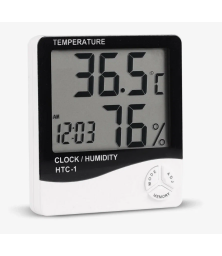 Цифровой термометр-гигрометр HTC-1, с часами и будильником