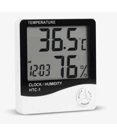 Цифровой термометр-гигрометр HTC-1, с часами и будильником Цифровой термометр-гигрометр HTC-1, с часами и будильником