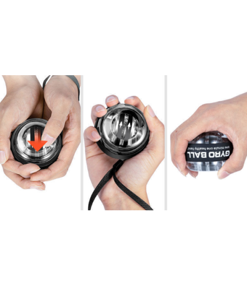 Гироскопический тренажер для рук, эспандер для кисти черный с подсветкой и ремешком Гироскопический тренажер для рук, эспандер для кисти черный с подсветкой и ремешком