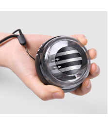 Гироскопический тренажер для рук, эспандер для кисти черный с подсветкой и ремешком