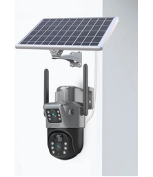 Уличная камера видеонаблюдения на солнечной батарее 4G, 2 обьектива