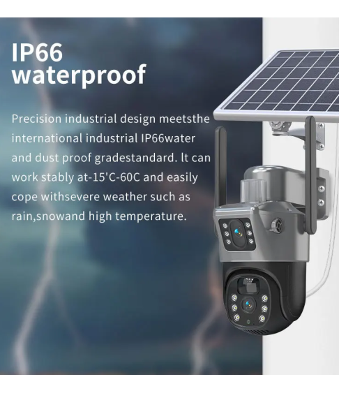 Уличная камера видеонаблюдения на солнечной батарее 4G, 2 обьектива Уличная камера видеонаблюдения на солнечной батарее 4G, 2 обьектива